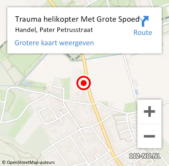 Locatie op kaart van de 112 melding: Trauma helikopter Met Grote Spoed Naar Handel, Pater Petrusstraat op 15 mei 2025 15:05