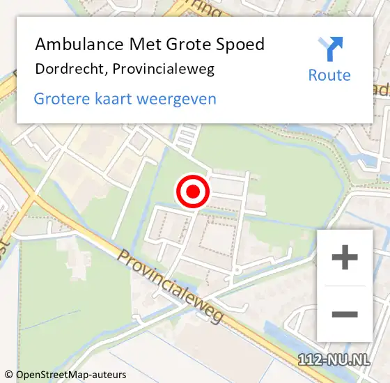 Locatie op kaart van de 112 melding: Ambulance Met Grote Spoed Naar Dordrecht, Provincialeweg op 15 mei 2025 16:18