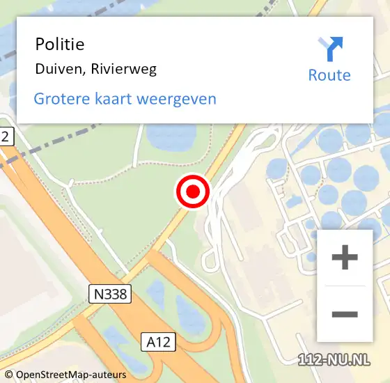 Locatie op kaart van de 112 melding: Politie Duiven, Rivierweg op 17 november 2014 07:30