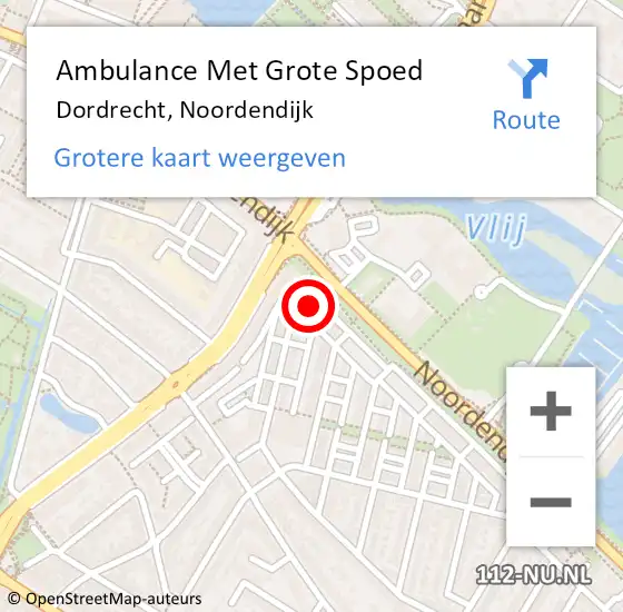 Locatie op kaart van de 112 melding: Ambulance Met Grote Spoed Naar Dordrecht, Noordendijk op 15 mei 2025 17:39