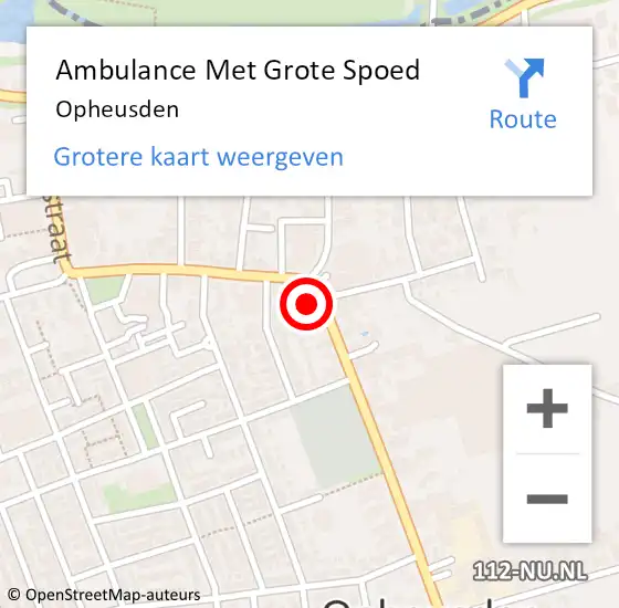 Locatie op kaart van de 112 melding: Ambulance Met Grote Spoed Naar Opheusden op 15 mei 2025 20:36