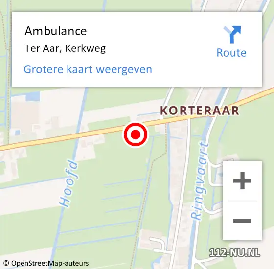 Locatie op kaart van de 112 melding: Ambulance Ter Aar, Kerkweg op 17 november 2014 08:25