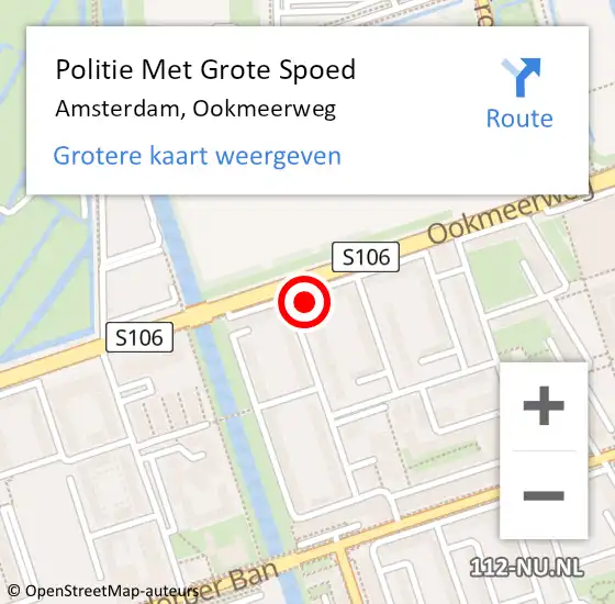 Locatie op kaart van de 112 melding: Politie Met Grote Spoed Naar Amsterdam, Ookmeerweg op 16 mei 2025 03:21