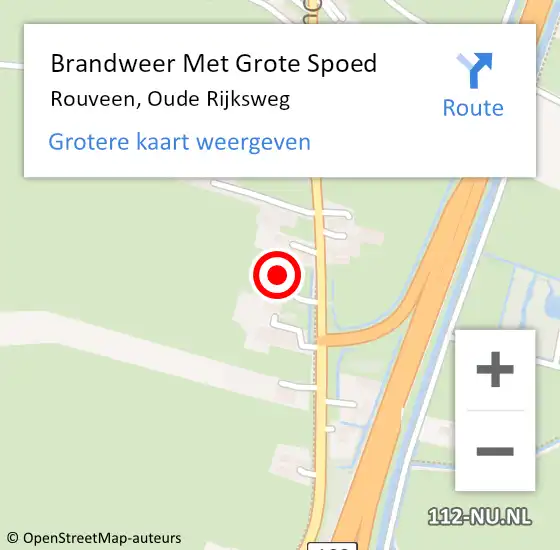 Locatie op kaart van de 112 melding: Brandweer Met Grote Spoed Naar Rouveen, Oude Rijksweg op 17 november 2014 08:40