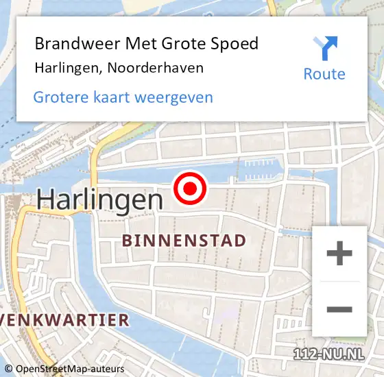 Locatie op kaart van de 112 melding: Brandweer Met Grote Spoed Naar Harlingen, Noorderhaven op 17 november 2014 08:44