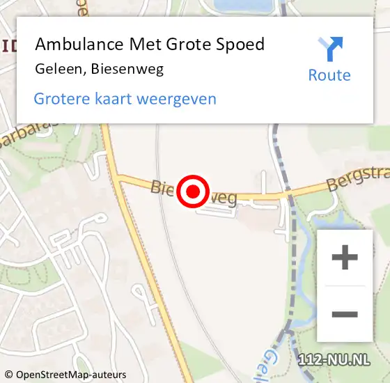 Locatie op kaart van de 112 melding: Ambulance Met Grote Spoed Naar Geleen, Biesenweg op 17 november 2014 09:01