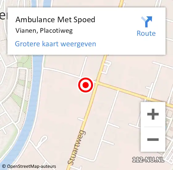 Locatie op kaart van de 112 melding: Ambulance Met Spoed Naar Vianen, Placotiweg op 17 november 2014 09:08