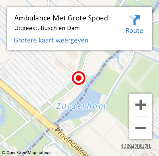 Locatie op kaart van de 112 melding: Ambulance Met Grote Spoed Naar Uitgeest, Busch en Dam op 16 mei 2025 20:12