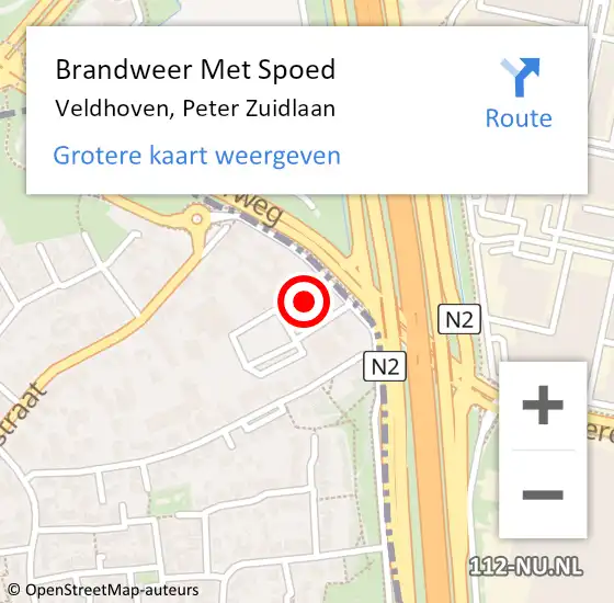Locatie op kaart van de 112 melding: Brandweer Met Spoed Naar Veldhoven, Peter Zuidlaan op 16 mei 2025 21:35