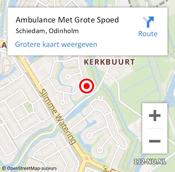 Locatie op kaart van de 112 melding: Ambulance Met Grote Spoed Naar Schiedam, Odinholm op 16 mei 2025 21:56