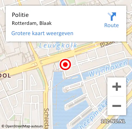 Locatie op kaart van de 112 melding: Politie Rotterdam, Blaak op 16 mei 2025 22:29