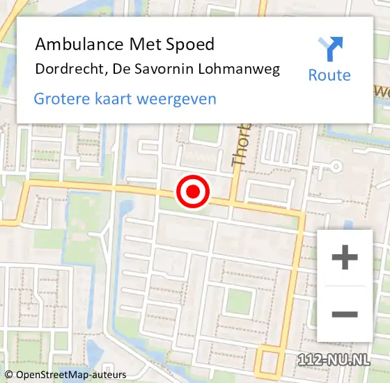 Locatie op kaart van de 112 melding: Ambulance Met Spoed Naar Dordrecht, De Savornin Lohmanweg op 16 mei 2025 22:33
