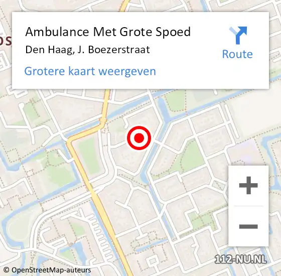Locatie op kaart van de 112 melding: Ambulance Met Grote Spoed Naar Den Haag, J. Boezerstraat op 16 mei 2025 22:34