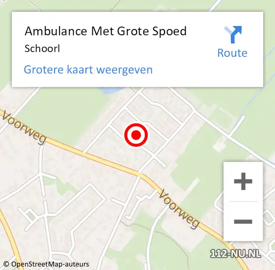 Locatie op kaart van de 112 melding: Ambulance Met Grote Spoed Naar Schoorl op 17 mei 2025 00:54