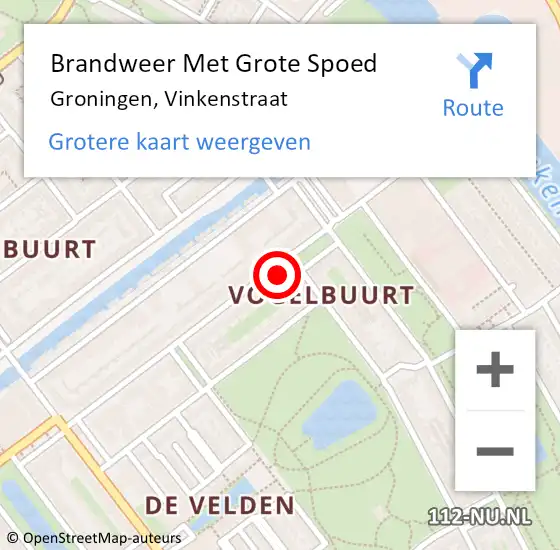 Locatie op kaart van de 112 melding: Brandweer Met Grote Spoed Naar Groningen, Vinkenstraat op 17 mei 2025 02:05