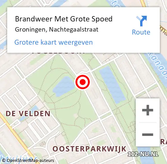 Locatie op kaart van de 112 melding: Brandweer Met Grote Spoed Naar Groningen, Nachtegaalstraat op 17 mei 2025 02:24