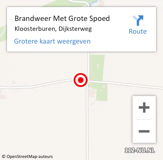 Locatie op kaart van de 112 melding: Brandweer Met Grote Spoed Naar Kloosterburen, Dijksterweg op 17 november 2014 10:25