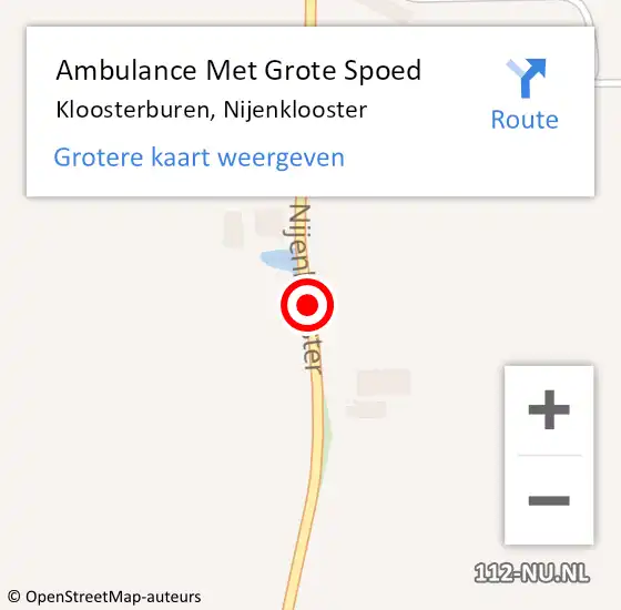 Locatie op kaart van de 112 melding: Ambulance Met Grote Spoed Naar Kloosterburen, Nijenklooster op 17 november 2014 10:44