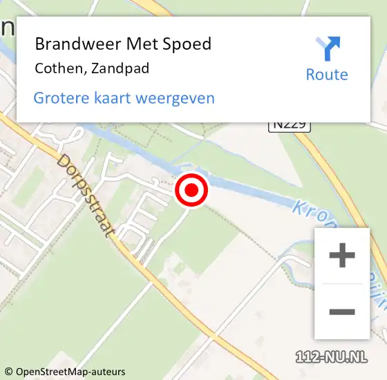 Locatie op kaart van de 112 melding: Brandweer Met Spoed Naar Cothen, Zandpad op 17 november 2014 10:52