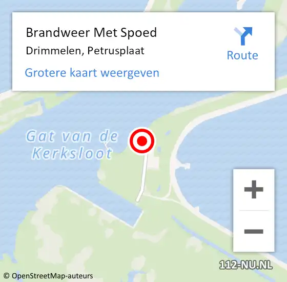 Locatie op kaart van de 112 melding: Brandweer Met Spoed Naar Drimmelen, Petrusplaat op 17 mei 2025 16:13