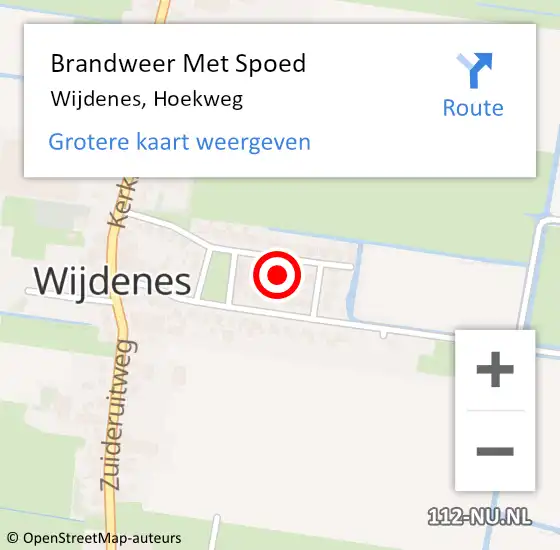 Locatie op kaart van de 112 melding: Brandweer Met Spoed Naar Wijdenes, Hoekweg op 18 mei 2025 00:37