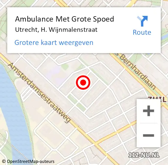 Locatie op kaart van de 112 melding: Ambulance Met Grote Spoed Naar Utrecht, H. Wijnmalenstraat op 17 november 2014 11:52