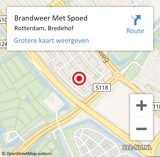 Locatie op kaart van de 112 melding: Brandweer Met Spoed Naar Rotterdam, Bredehof op 18 mei 2025 02:48