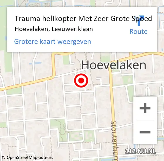 Locatie op kaart van de 112 melding: Trauma helikopter Met Zeer Grote Spoed Naar Hoevelaken, Leeuweriklaan op 18 mei 2025 10:26