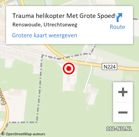 Locatie op kaart van de 112 melding: Trauma helikopter Met Grote Spoed Naar Renswoude, Utrechtseweg op 18 mei 2025 13:08