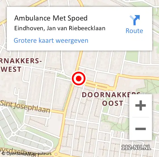 Locatie op kaart van de 112 melding: Ambulance Met Spoed Naar Eindhoven, Jan Van Riebeecklaan op 17 november 2014 12:28