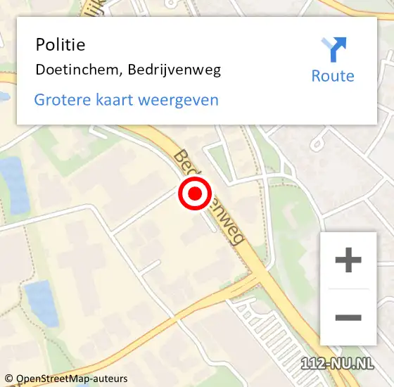 Locatie op kaart van de 112 melding: Politie Doetinchem, Bedrijvenweg op 18 mei 2025 15:32
