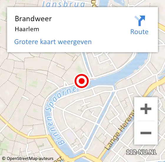 Locatie op kaart van de 112 melding: Brandweer Haarlem op 18 mei 2025 16:08