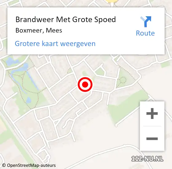 Locatie op kaart van de 112 melding: Brandweer Met Grote Spoed Naar Boxmeer, Mees op 18 mei 2025 16:10