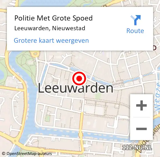 Locatie op kaart van de 112 melding: Politie Met Grote Spoed Naar Leeuwarden, Nieuwestad op 18 mei 2025 16:15