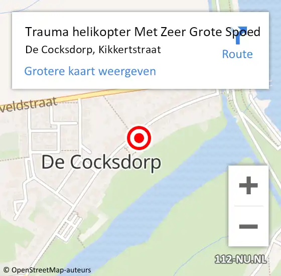 Locatie op kaart van de 112 melding: Trauma helikopter Met Zeer Grote Spoed Naar De Cocksdorp, Kikkertstraat op 18 mei 2025 16:20
