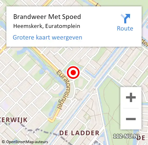 Locatie op kaart van de 112 melding: Brandweer Met Spoed Naar Heemskerk, Euratomplein op 18 mei 2025 16:21
