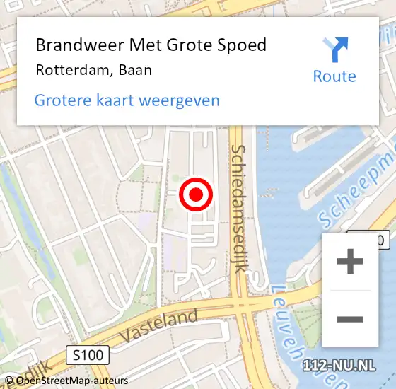 Locatie op kaart van de 112 melding: Brandweer Met Grote Spoed Naar Rotterdam, Baan op 18 mei 2025 16:28