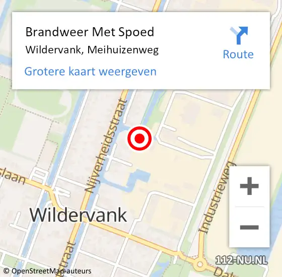 Locatie op kaart van de 112 melding: Brandweer Met Spoed Naar Wildervank, Meihuizenweg op 18 mei 2025 16:30