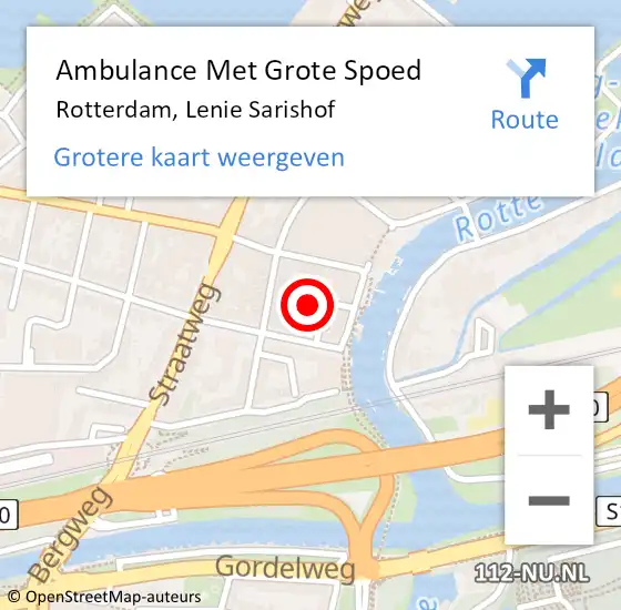 Locatie op kaart van de 112 melding: Ambulance Met Grote Spoed Naar Rotterdam, Lenie Sarishof op 18 mei 2025 16:32