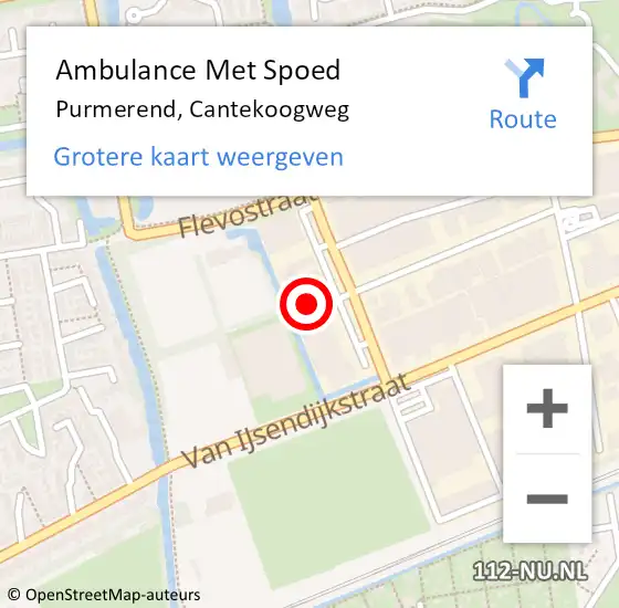 Locatie op kaart van de 112 melding: Ambulance Met Spoed Naar Purmerend, Cantekoogweg op 18 mei 2025 16:32
