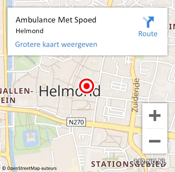 Locatie op kaart van de 112 melding: Ambulance Met Spoed Naar Helmond op 18 mei 2025 16:33