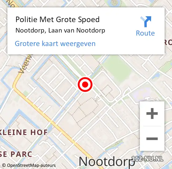 Locatie op kaart van de 112 melding: Politie Met Grote Spoed Naar Den Haag, Laan van Nootdorp op 18 mei 2025 16:34