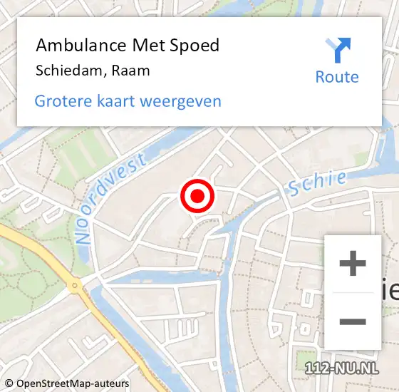 Locatie op kaart van de 112 melding: Ambulance Met Spoed Naar Schiedam, Raam op 18 mei 2025 16:35