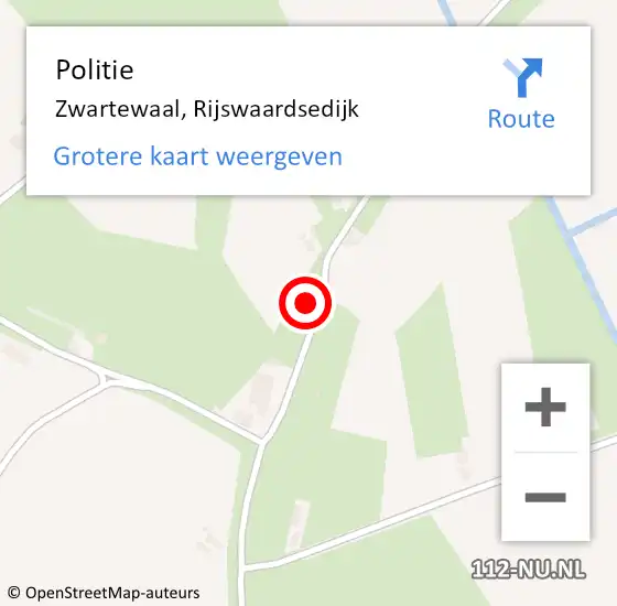 Locatie op kaart van de 112 melding: Politie Zwartewaal, Rijswaardsedijk op 18 mei 2025 21:01