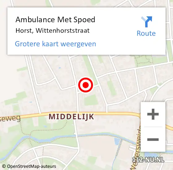 Locatie op kaart van de 112 melding: Ambulance Met Spoed Naar Horst, Wittenhorststraat op 17 november 2014 13:21