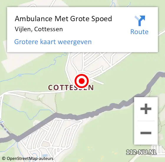 Locatie op kaart van de 112 melding: Ambulance Met Grote Spoed Naar Vijlen, Cottessen op 17 november 2014 13:23