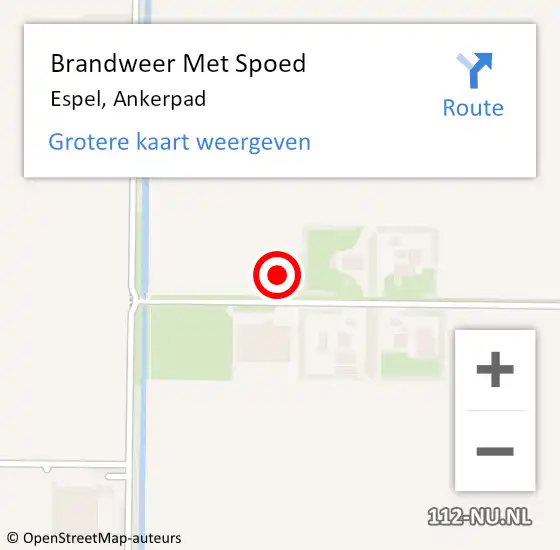 Locatie op kaart van de 112 melding: Brandweer Met Spoed Naar Espel, Ankerpad op 17 november 2014 13:44