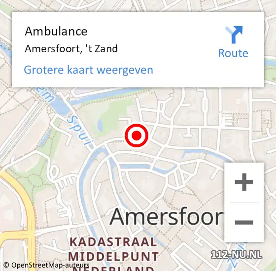Locatie op kaart van de 112 melding: Ambulance Amersfoort, 't Zand op 17 november 2014 13:47