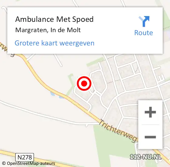 Locatie op kaart van de 112 melding: Ambulance Met Spoed Naar Margraten, In de Molt op 17 november 2014 14:09