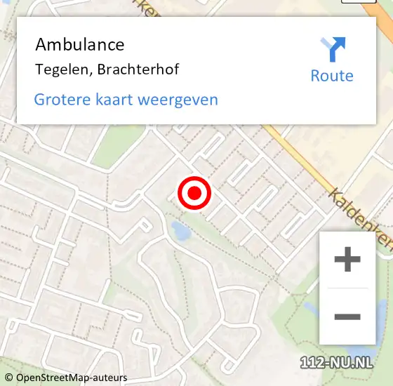 Locatie op kaart van de 112 melding: Ambulance Tegelen, Brachterhof op 17 november 2014 14:09